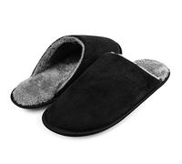 riemot Chausson Homme Pantoufles en Mousse à Mémoire de Forme Chaussons d'Intérieur Extrêmement Confort et Chauds Pantoufle homme hiver pour La Maison, Noir, 42/43 EU