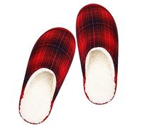 riemot Chausson Hommes, Hiver Pantoufles Chaud Chaussons Maison Confortable Noir rouge EU 44-45