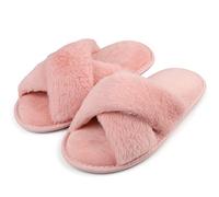 riemot Chaussons Femme Pantoufles en Mousse à Mémoire de Forme Antidérapantes et Confortables Chaussons Femme Hiver Pelucheuses Pelucheuses Bout Ouvert Slippers Pour Intérieur/extérieur,Pink,EU36-37