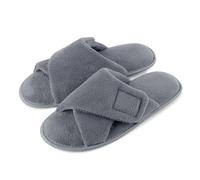 riemot Chaussons pour Diabétiques Confortables en Mousse à Mémoire de Forme à Bouts Ouverts Antidérapants Chaussons Ajustables pour Hommes Grey 42/43EU