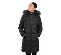 riemot Manteau Femme Hiver Chaud Matelassé Manteau Mi-Long Blouson Cintré Capuche Détachable Park a Chic et chauffant Jacket Casual Outer coats avec Poches, Noir, S