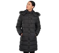 riemot Manteau Femme Hiver Chaud Matelassé Manteau Mi-Long Blouson Cintré Capuche Détachable Park a Chic et chauffant Jacket Casual Outer coats avec Poches, Noir, M