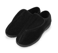 riemot Pantoufles en Mousse à Mémoire de Forme Pour Homme Chaussures Pour Pieds Larges Diabétique Pour Pieds Gonflés Chaussures Pour Hommes Antidérapantes Ajustable Black 44-45EU