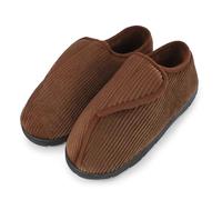 riemot Pantoufles en Mousse à Mémoire de Forme Pour Homme Chaussures Pour Pieds Larges Diabétique Pour Pieds Gonflés Chaussures Pour Hommes Antidérapantes Ajustable Brown 40-41EU