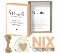 Rien cadeau - Nix cadeau d'anniversaire avec cartes de vœux blanc crème, tube à essai en plastique, carte en bois NIX, carte de vœux, boîte cadeau pour anniversaire, mariage, argent, remise de diplôme