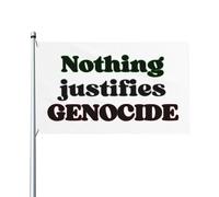 Rien ne justifie le drapeau du génocide 3x5, tapisserie d'extérieur, signe de jardin, drapeau de cour de maison drôle avec bannière à 2 œillets