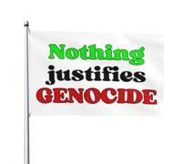 Rien ne justifie le drapeau du génocide 4x6, tapisserie d'extérieur, signe de jardin, drapeau de cour de maison drôle avec bannière à 2 œillets