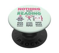 Rien ne Vaut la Lecture - Ciseaux à Papier Amusants pour Amateurs de Livres PopSockets PopGrip Adhésif