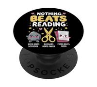 Rien ne Vaut la Lecture - Ciseaux à Papier Amusants pour Amateurs de Livres PopSockets PopGrip Adhésif