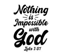 rien n'est impossible avec la conception typographique de Dieu Jésus Stickers muraux 38x50.8cm Stickers pour vitres Noir