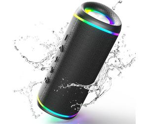 RIENOK Enceinte Bluetooth Portable, 30W Haut Parleur Puissant Lumineuse, Bluetooth 5.3, Support 128Go TF Carte, Autonomie 10H avec Port AUX, pour Soirées, Randonnées, Voyage