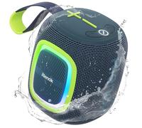 RIENOK Enceinte Bluetooth Portable, Haut Parleur Puissant Lumineuse avec Bluetooth 5.3, Autonomie 15H, 1800mAh, Radio FM, Port Clé USB, AUX, TF Carte, pour Soirées Plage Randonnées Voyage, Bleu Canard