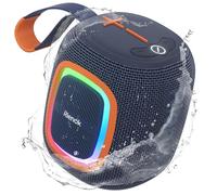 RIENOK Enceinte Bluetooth Portable, Haut Parleur Puissant Lumineuse avec Bluetooth 5.3, Autonomie 15H, 1800mAh, Radio FM, Port Clé USB, AUX, TF Carte, pour Soirées Plage Randonnées Voyage, Bleu Marine