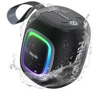 RIENOK Enceinte Bluetooth Portable, Haut Parleur Puissant Lumineuse avec Bluetooth 5.3, Autonomie 15H, 1800mAh, Radio FM, Port Clé USB, AUX, TF Carte, pour Soirées Plage Randonnées Voyage, Noir