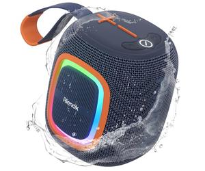 RIENOK Enceinte Bluetooth Portable, Haut Parleur Puissant Lumineuse avec Bluetooth 5.3, Autonomie 15H, 1800mAh, Radio FM, Port Clé USB, AUX, TF Carte, pour Soirées Plage Randonnées Voyage, Bleu Marine