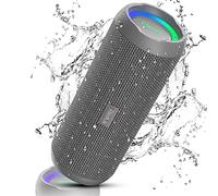 RIENOK Enceinte Portable Bluetooth aux Basses Renforcées, 30H, Bluetooth 5.3, 30W Enceinte Puissante, IPX7, AUX, TF Carte, pour Fêtes/Voyage/Extérieur, Gris