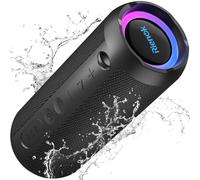 RIENOK Enceinte Portable Bluetooth Basses Renforcées 30W 30H Étanche IPX7 | Haut Parleur Puissant, Bluetooth 5.3, 3600 mAh, AUX, TF Carte, Lumière RGB, pour Fêtes Voyage Extérieur, Noir