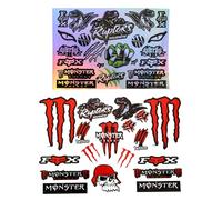Rieoany Autocollant 2 Pièces, Sticker VTT Réfléchissant pour Casque Moto, Stickers Voiture Vinyl Etanche, Design Griffe Crâne Rouge Vert