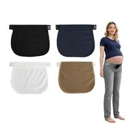 Rieoany Elargisseur de Pantalon Grossesse 4-Pack | Extension Pantalon Grossesse | Rallonge Réglable 20-40cm | Tissu Doux et Couverture (Blanc, Noir, Kaki, Bleu)