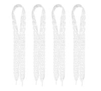 Rieoany Lacets Dentelle Blanc Set of 4 (2 Pairs), 3cm Wide 140cm Long, Reinforced Tips, Vibrant Textured Design - Ideal for Women's Athletic Shoes