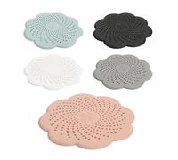 Rieoany Lot de 5 Grilles Douche Anti Cheveux, Attrape Cheveux Douche en Silicone, Filtre Évier Cuisine, Couvercle de Drain Universel pour Salle de Bain, Cuisine, Noir, Gris, Blanc, Rose, Bleu