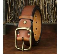 Rieort Ceintures Simples Cous de Vache Entiers Ceinture de Boucle en Laiton de Boucle en Laiton des Hommes à la Main pour Hommes épaissis pour la Robe Ceinture pour Hommes décontractés