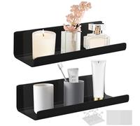 Rierousy 2pcs Etagere sans Percer 30cm*10cm*8cm Etagere Salle de Bain sans Percage Etagere Ventouse Étagère Murale sans Percer Rangement Mural