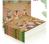 Rierousy 40 Pcs Serviettes Anniversaire Enfant, Serviette Papier Anniversaire jungle, des Animaux de la Forêt de Décoration d'anniversaire pour les Serviettes Jetables Enfants Garçons Filles