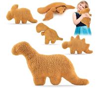 Rierousy Dino Nuggets，Dino Oreiller Pépite De Poulet, Dinosaure Chicken Nuggets Oreiller，Drôle Poulet Pépite Oreiller Cadeaux d'anniversaire pour Filles et Garçons (4)