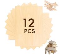 Rierousy Lot de 12 plaques de contreplaqué - 300 x 200 x 1,5 mm - En bois de tilleul de balsa - Pour le bricolage, le travail du bois, le bricolage, le travail laser, l'art et l'artisanat, les