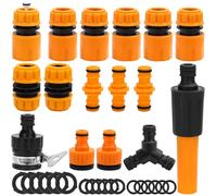 Rierousy Lot de 16 pièces de raccords de tuyau de 1/2 pouce, ensemble compatible Gardena pour tuyau d'arrosage, raccord rapide, pièces de connexion sans fuite pour robinet et irrigation