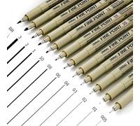 Rierousy Micron Feutre Noir, 12 Pièces Feutres Fins Set Avec 12 Largeurs de Ligne Différentes, Fineliner pour l'artiste, Fineliner Résistant à l'eau pour l'illustration, Les Croquis