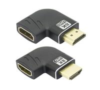 Riertostng 1 paire d'adaptateurs HDMI mâle vers HDMI femelle 8K, plaqué or 90 degrés et 270 degrés, prend en charge 8K @ 60 Hz, 4K @ 120 Hz, PC, projecteurs, etc. - 2 pièces (gauche et droite)
