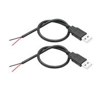 Riertostng 2 Pièces Câble USB 2 Broches Bare Wire 11 Pouces, Type A Plug to 2 broches Open End Power Cord 20AWG, Pour Remplacement D'équipements de Bricolage
