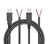 Riertostng 2 Pièces USB 2Pin câble à fil nu 3.3FT, 18AWG 5V 6A connecteur à 2 broches câble réseau à extrémité ouverte, pour appareils bricolage réparation remplacement (18AWG-5V 6A)