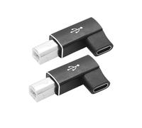 Riertostng Lot de 2 adaptateurs d'imprimante USB C femelle vers USB B MIDI mâle à angle droit pour piano électronique de musique, téléphones portables, tablettes, imprimantes, scanners (noir)