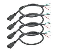 Riertostng Lot de 4 câbles courts Micro USB femelles 4 broches Bare Wire 11 pouces, 24 AWG 5 V/2 A 4 broches Pigtail Open End Alimentation et câble de données, pour appareils USB installés ou