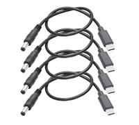 Riertostng Lot de 4 câbles d'alimentation DC 5,5 mm x 2,1 mm vers USB-C 30 cm, DC 5521 mâle vers USB type C, câble de charge et d'extension 5 V 3 A, pour ordinateur portable, tablette, smartphone, etc