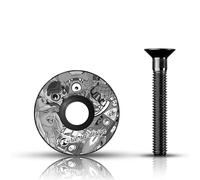 Riesel Design - STEM Cap - Bouchon de diretion vélo Haut de Gamme en Carbone + vis Aluminium anodisée - 6gr !!!! Taille 1 1/8’’ - Stickerbomb eyecatcher Ultra Black