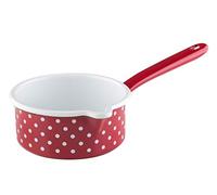 Riess, 0036-077, Casserole avec grand bec verseur 14 0,75 l, COUNTRY - POCHEN ROUGE, diamètre 14 cm, hauteur 6,7 cm, capacité 0,75 litre, émail, rouge, induction