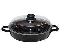 Riess, 0058-022 Sauteuse classique 28 avec couvercle en verre Noir 28 x 14,1 cm (sans couvercle 7,26,5 cm), contenance 2,20 l, émail noir