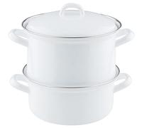 Riess, 0286-033, Cuiseur de pommes de terre avec couvercle en émail 18, CLASSIC- WEISS, 19 cm de haut, 18cm de diamètre, émail, blanc