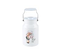 Riess, 0311-084, Pot à lait avec couvercle 2,00 l, COUNTRY - ALMLIESEL, hauteur 23,2 cm, contenance 2,0 litres, émail, blanc avec vache