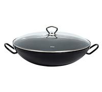 Riess, 0385-022, Wok avec couvercle en verre 36, CLASSIC - NOIR, diamètre 36 cm, dimensions 44,5 x 36 x 16,5 cm, contenance 4 litres, émail, noir, induction