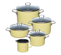 Riess, 0546-002, lot de 5 pièces, citron, Nouvelle Pur, dimensions : 28,5 x 48,5 x 39 cm, poids : 9,26 kg, casserole de 16, 20, 24 cm de diamètre, casserole de 24 cm, casserole de 16 cm, set de