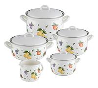 Riess, 0547-068 Nouveau Fruit Garden Lot de 5 casseroles avec couvercle 16, 18 et 20 cm, casserole avec couvercle 20 cm et marmite 12 cm