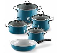 Riess Set 5 pièces 0558-010 Nouvelle Aquamarin extra fort, marmite avec couvercle en verre