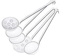 RIESS 0576-033 Set de louches 5 pcs., émail, blanc, avec louche, écumoire et pelle à pâtisserie