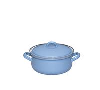 Riess, 0612-128, Casserole avec couvercle 18cm, 1.5L, Émail, CLASSIC Edition NATURE BLUE MEDIUM, 1,166kg, 1.5 litre, 25,5 x 19,8 x 8,7cm