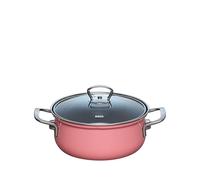 Riess, 0655-114 Nouvelle Casserole avec couvercle en verre émaillé Rose 16 cm 1 l